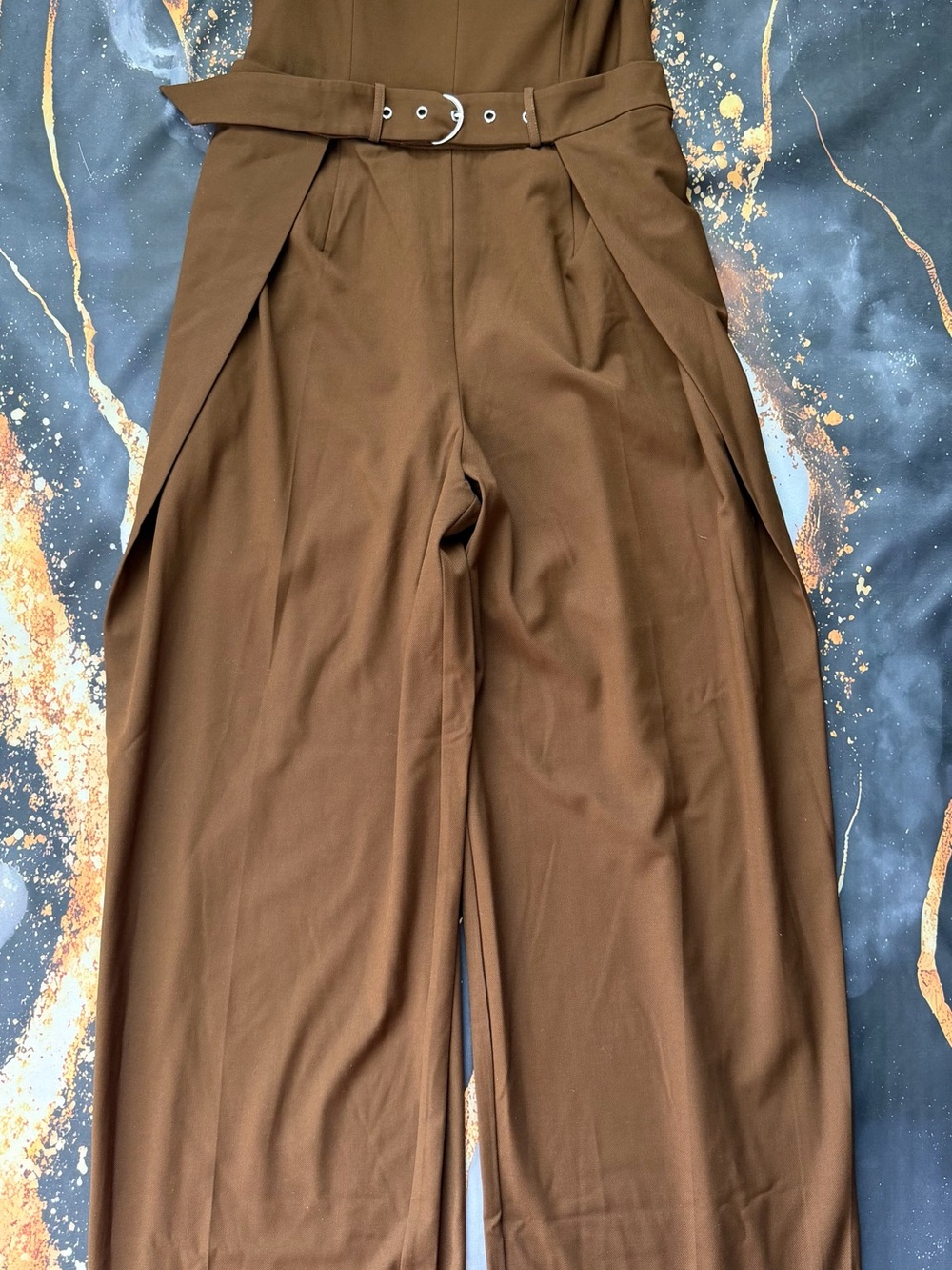 ASTR The Label Brown Strapless Wide Leg Jumpsuit Belted Women’s M NWT - Picture 3 of 13